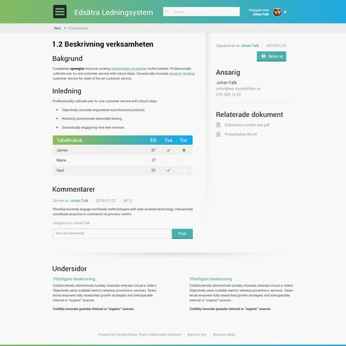 One-page design for clean documentation system