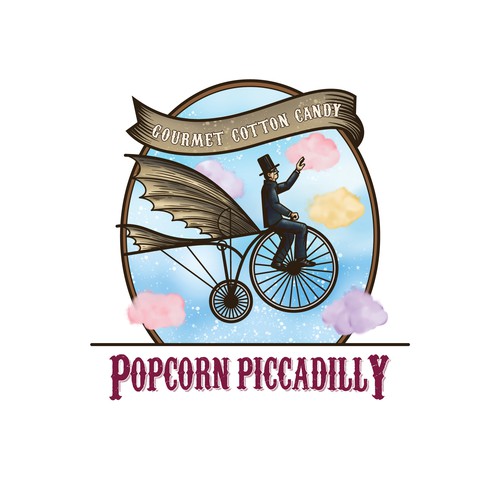 Sticker label illustration for cotton candy