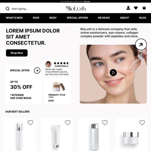 BioLush Online Store web design