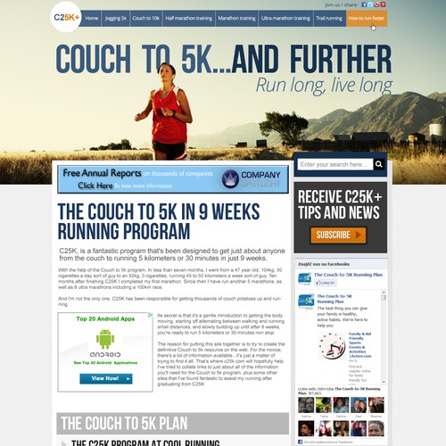 Help C25K.com with a new website design