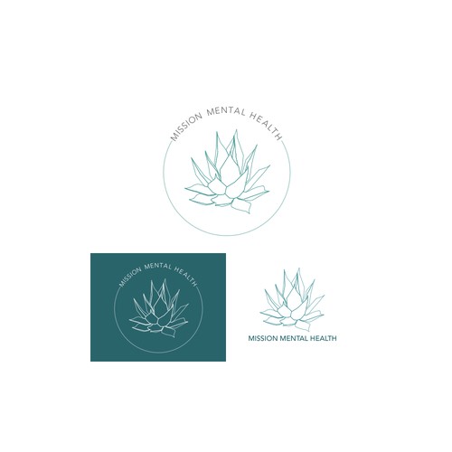 Geometric aloe vera logo concept for psychology private practice