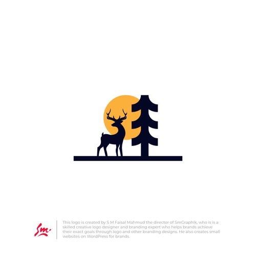 Deer tree sunrise logo