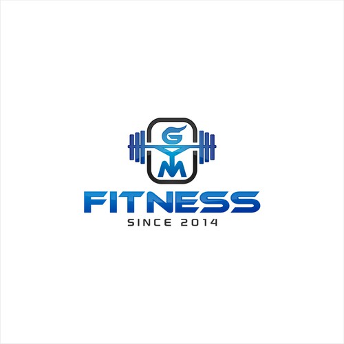 Create a modern logo for a FITNESS GYM (must include a bar and weightsin it)
