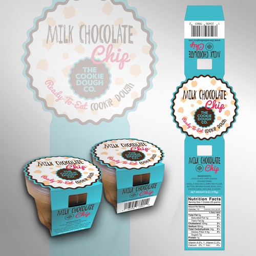 Cardboard sleeve concept for pots of edible cookie dough