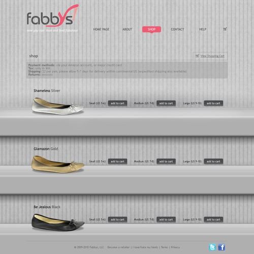 Page design for hot new women's shoe line website! 