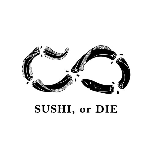 Edgy tshirt design "SUSHI, or DIE"