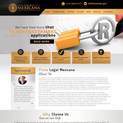 Create a great web site for a Law Firm specialized in Patent & Trademarks matters.