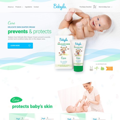 Baby care products frontpage