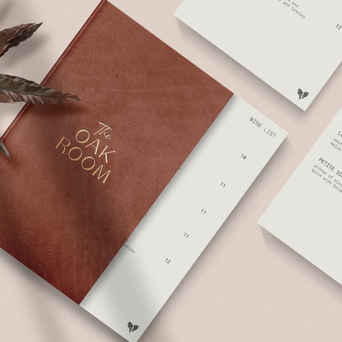 Logo design and menu design for The Oak Room.