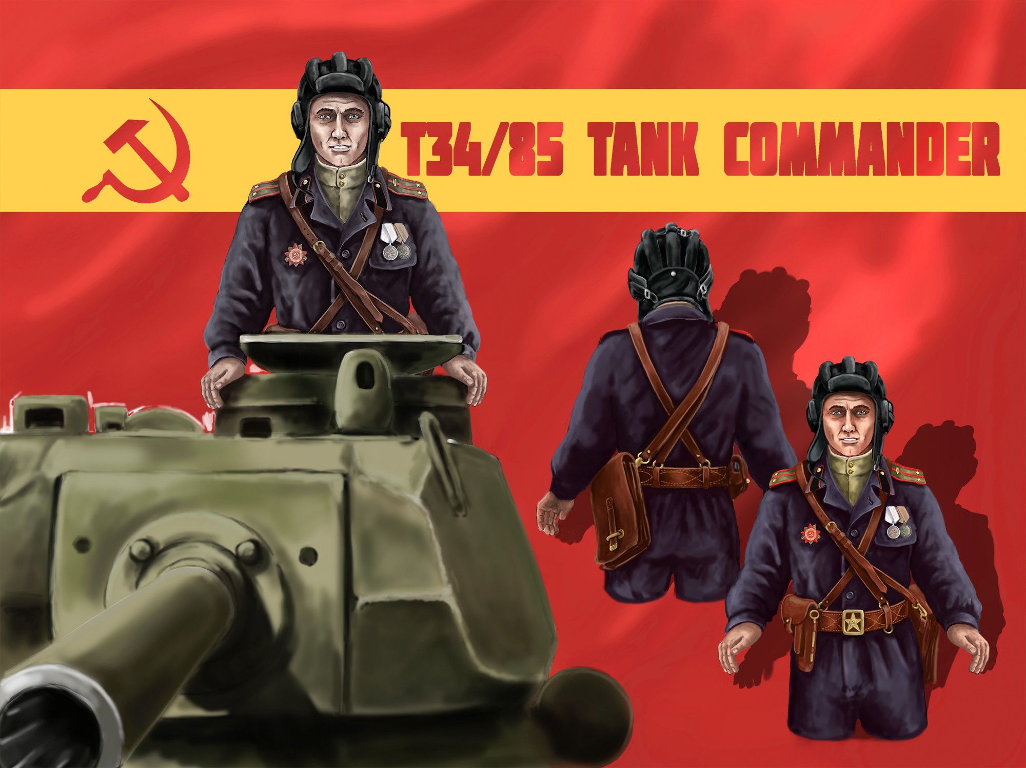 We need an illustration from an russia T34/85 tank commander. more projects will follow...