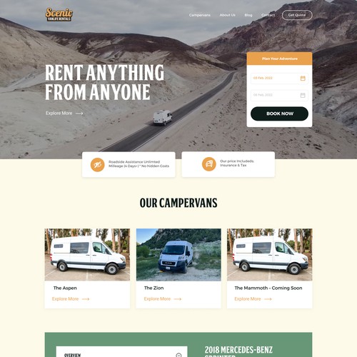 Scenic Vans Website Design and development