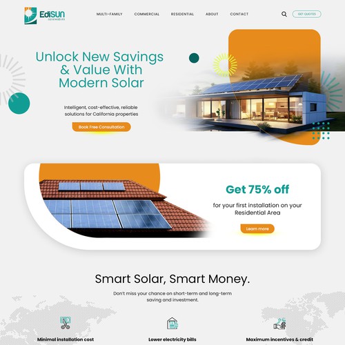 Homepage design for Solar energy company