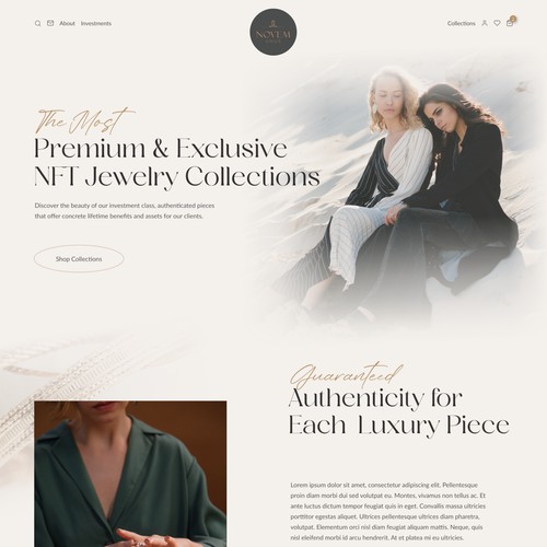 Landing page for a NFT luxury Jewellry brand