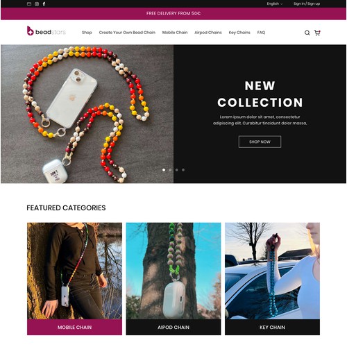 Homepage for colorful mobile chains