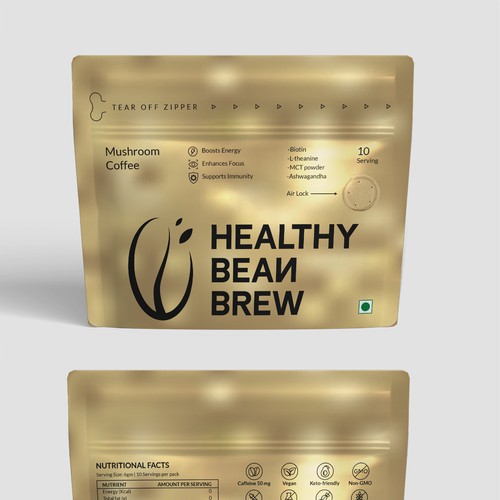 Premium Pouch Packaging Design for Healthy Bean Brew