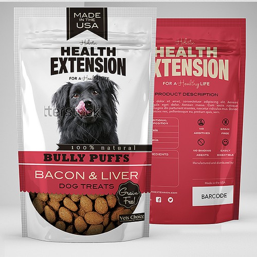 Create a fresh line of 9 different dog treats (in fully printed pouches)