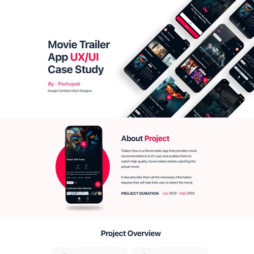 UX/UI case study for a movie trailer app