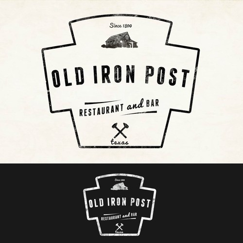 Create a logo for a restaurant & bar ("Old Iron Post") located in a historic downtown location.