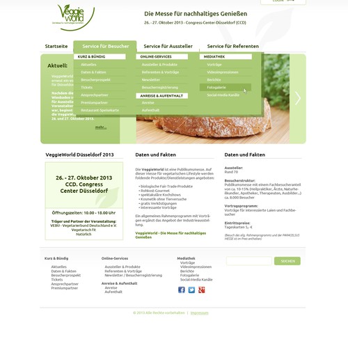 Awesome web design needed: VeggieWorld - Die Messe für nachhaltiges Genießen (fair for fair food trade)