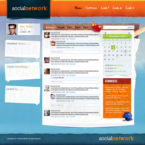 Webdesign for Social Network