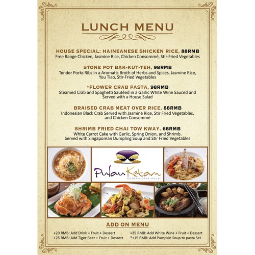 Lunch Menu Design for Haiku Restaurant Group