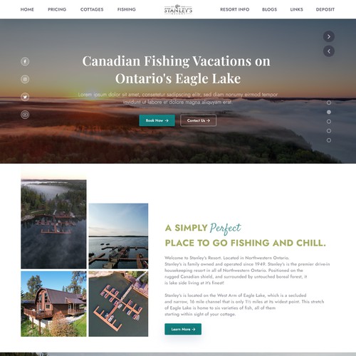 Landing page design concept of Stanley's Resort