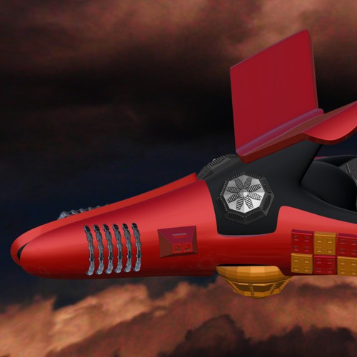 Create a whimsical and surreal illustration of a spaceship!