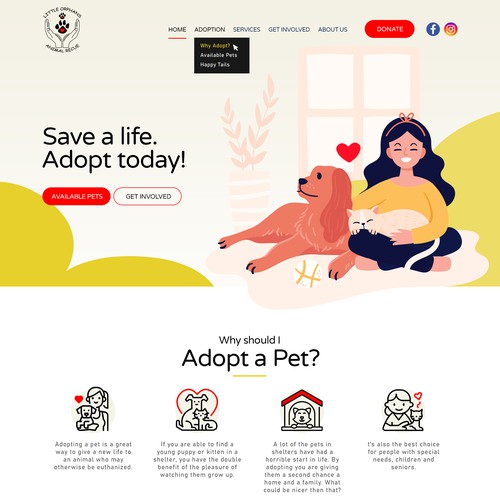 Little Orphan's Animal Rescue - Website Design