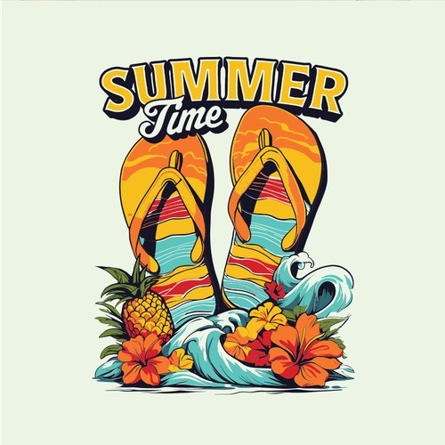 "Summer Flip-Flops" Tropical T-Shirt