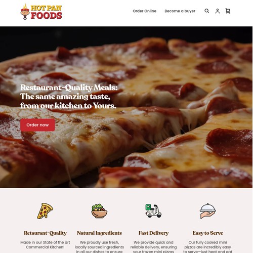 Square website design for pizza restaurant