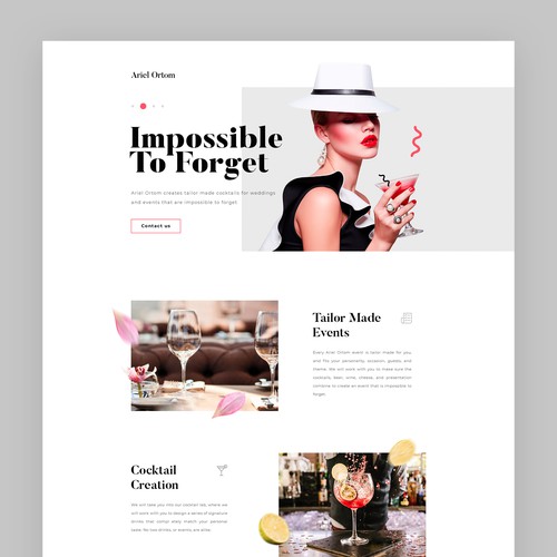 Main page concept for Cocktail Curation Events