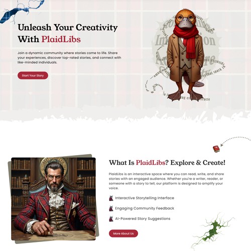 PlaidLibs Interactive Storytelling & Community Platform Web Design