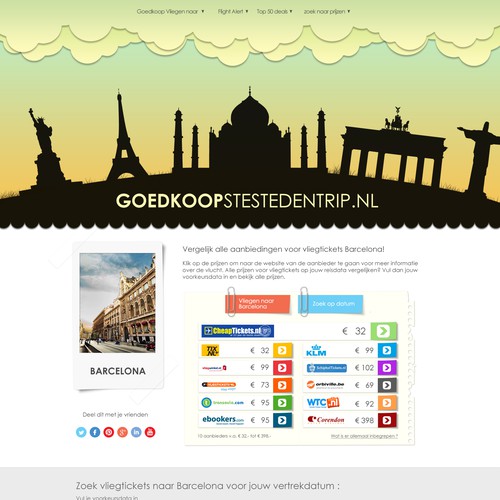 Website design for Cheapestcitytrip.nl (in Dutch Goedkoopstestedentrip.nl)