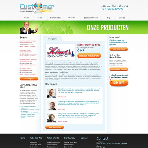 website design for CustomerGames