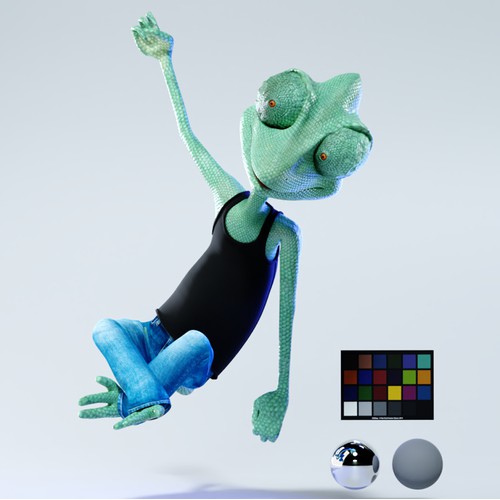Chameleon rigged 3D mascot 