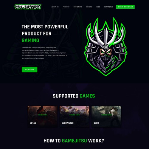 Game website landing page design