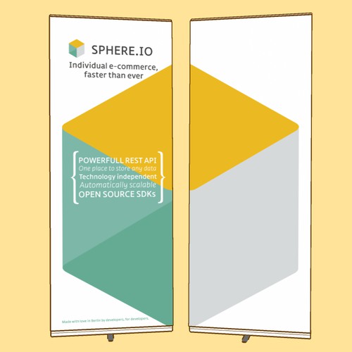 Design a sleek display rollup for a tech startup