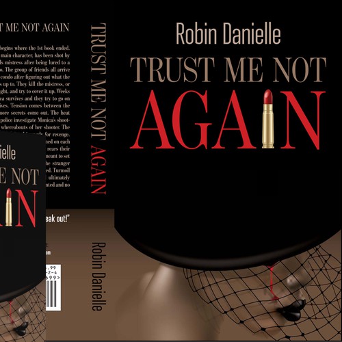 Create a tantalizing book cover for the sequel "Trust Me Not Again"