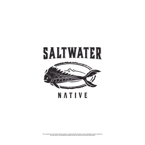Fish Mahi-mahi with American Style Concept Logo for Saltwater Native Company