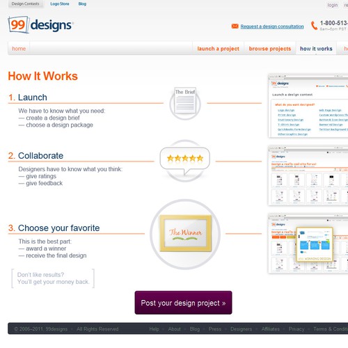 Redesign the “How it works” page for 99designs
