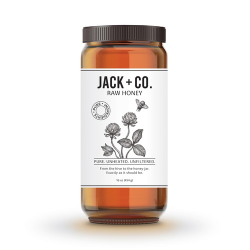 JACK+CO Raw Honey label design