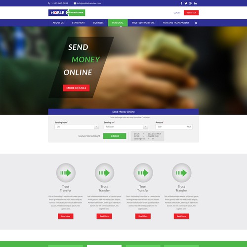 Design a website for a Money Transfer group based in UK