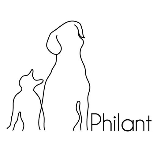 Create a sophisticated line drawing of a cat and dog for a non-profit's logo.
