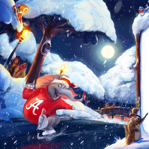 Winter Fun - Riddle page illustration for UA alumni magazine