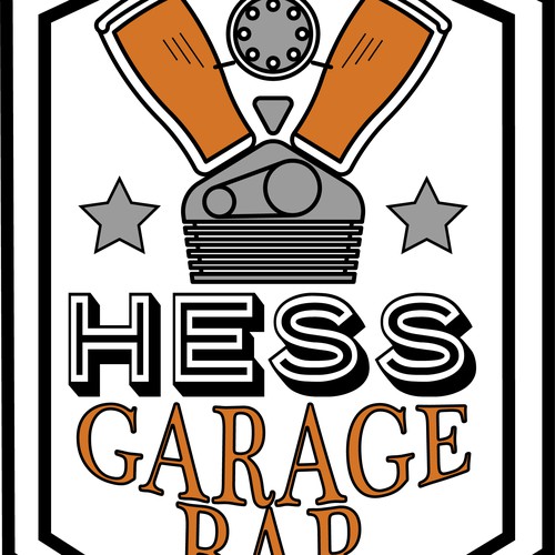 Hot cars and cold beer Hess Garage Bar needs a logo to put it all together..