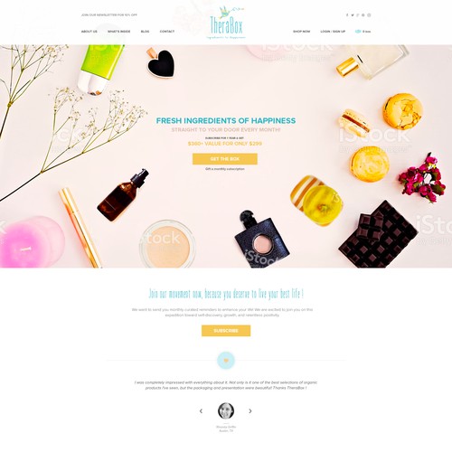 Homepage design for Monthly Wellness Subsription box