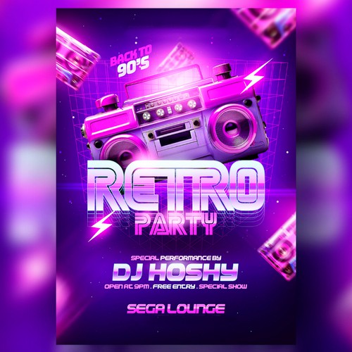 Retro party flyer