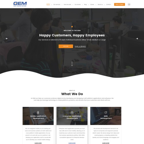 Home Page design for Gem