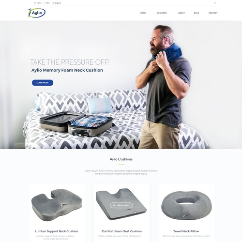 Aylio memory Foam cushion ecommerce website 