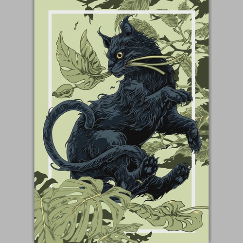 Black cat poster illustration